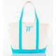 Personalized Medium Turquoise Trimmed Classic Tote Image 1 of 4