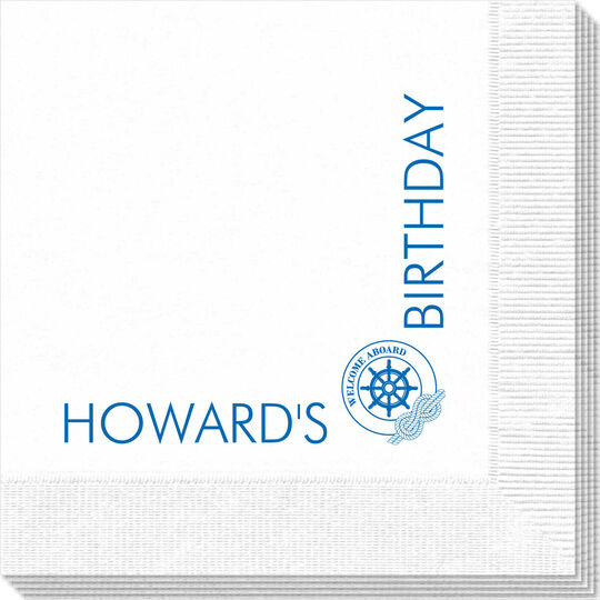 Corner Text with Welcome Aboard Design Napkins