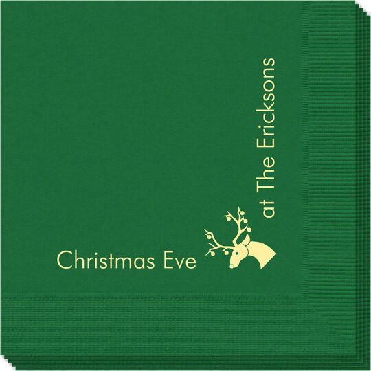 Corner Text with Christmas Reindeer Design Napkins