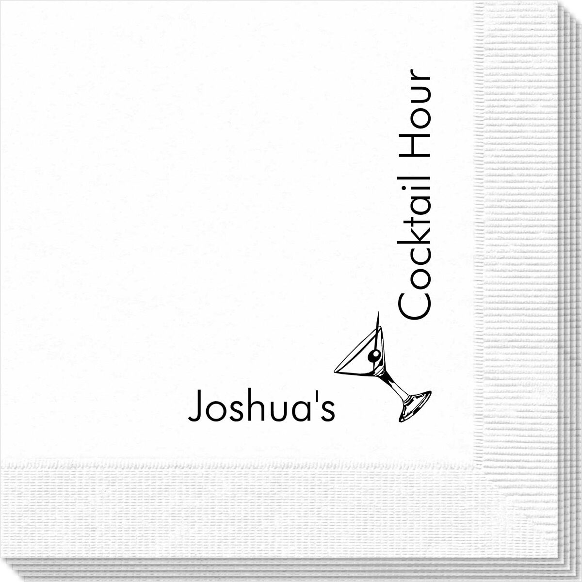 Personalized Corner Text Napkins with Martini & Olive