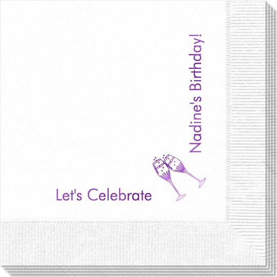 Corner Text with Champagne Glasses Design Napkins