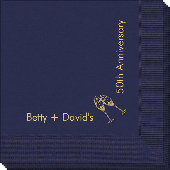 Corner Text with Champagne Glasses Design Napkins