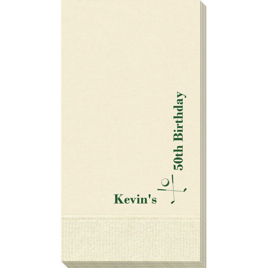 Corner Text with Golf Clubs Guest Towels