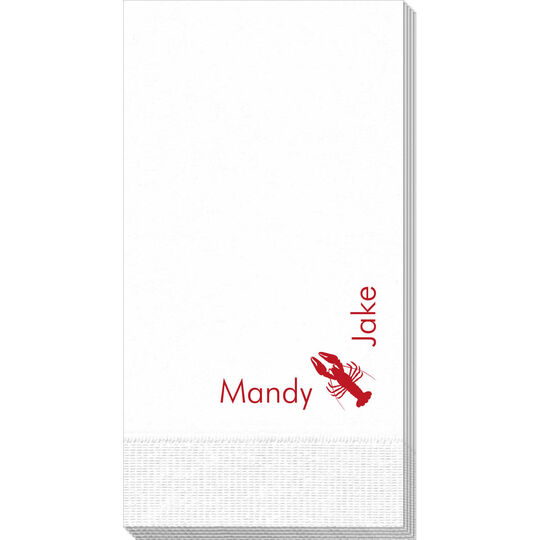 Corner Text with Maine Lobster Design Guest Towels
