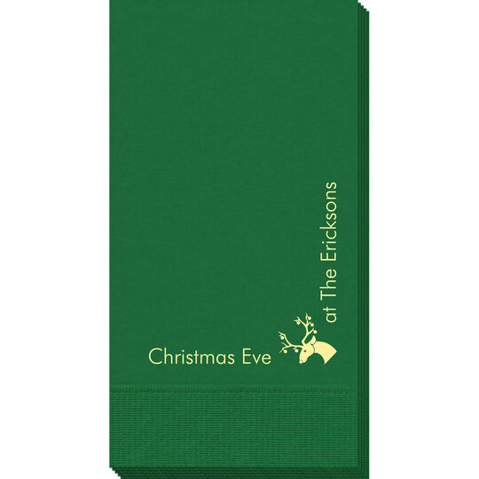 Corner Text with Christmas Reindeer Design Guest Towels