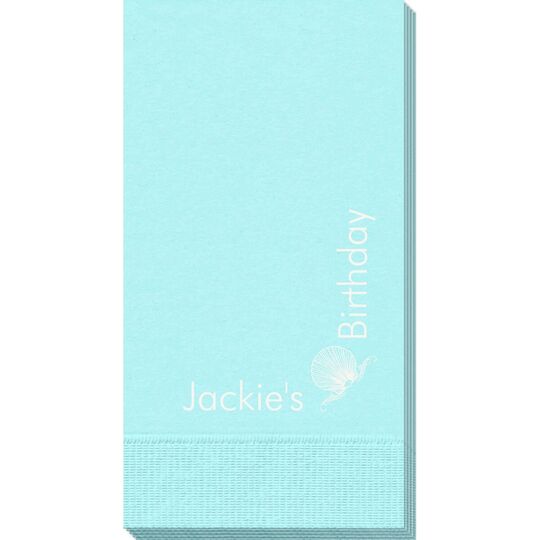 Corner Text with Shell Design Guest Towels