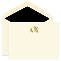 Crowned Monogram Flat  Note Cards  - Raised Ink