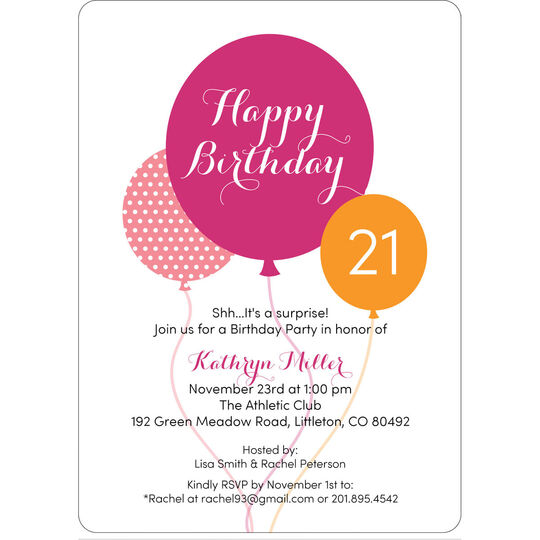 Birthday Balloons Invitations