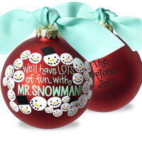 Mr. Snowman Glass Christmas Ornament