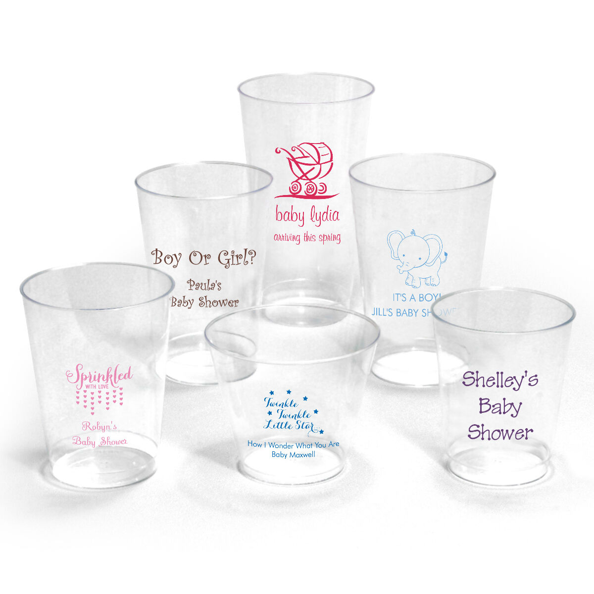 Personalized Design Your Own Baby Shower Clear Plastic Cups