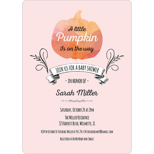 Watercolor Pumpkin Baby Shower Invitations