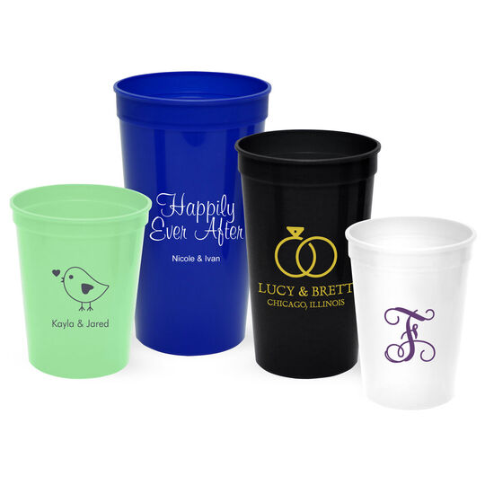 Monogrammed Stadium Wedding Cups, Custom Printed Party Cups, Plastic Cups,  Personalized Party Favors, Engagement Party, Bachelorette Party 