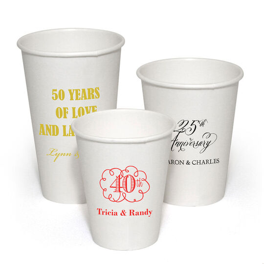 Personalized Paper Coffee Cups for Anniversary
