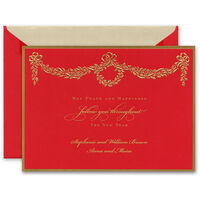 Engraved Golden Holly Bough Holiday Cards