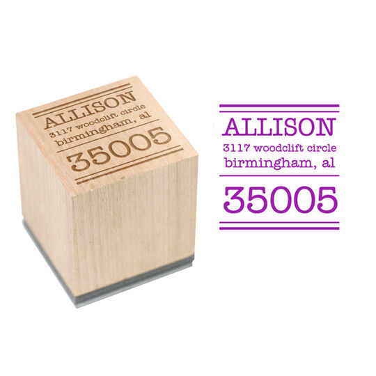 Big Zip Name Wood Block Rubber Stamp