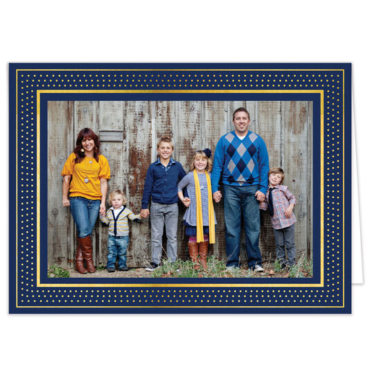 Bright Marquee Gold Foil Folded Holiday Photo Cards