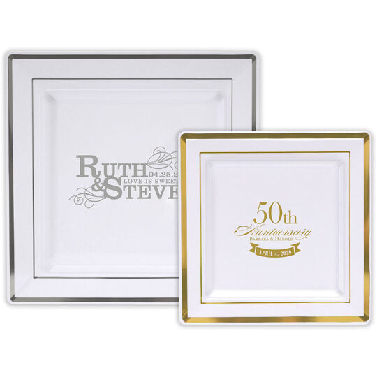 Your Artwork on Banded Square Plastic Plates