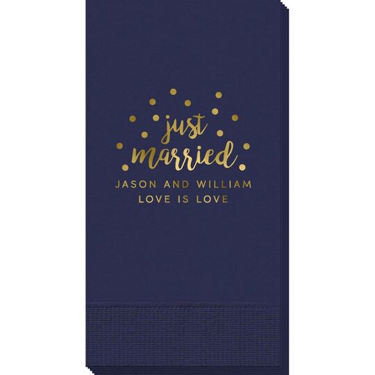 Confetti Dots Just Married Guest Towels