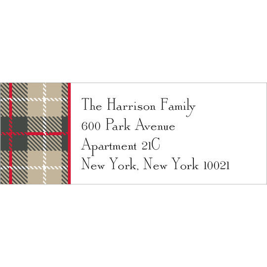 Tan Wallace Plaid Return Address Labels