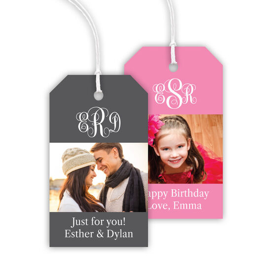 Monogram Photo Hanging Gift Tags