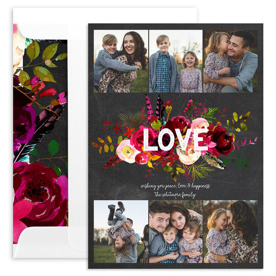 Boho Chalkboard Vertical Holiday Photo Cards