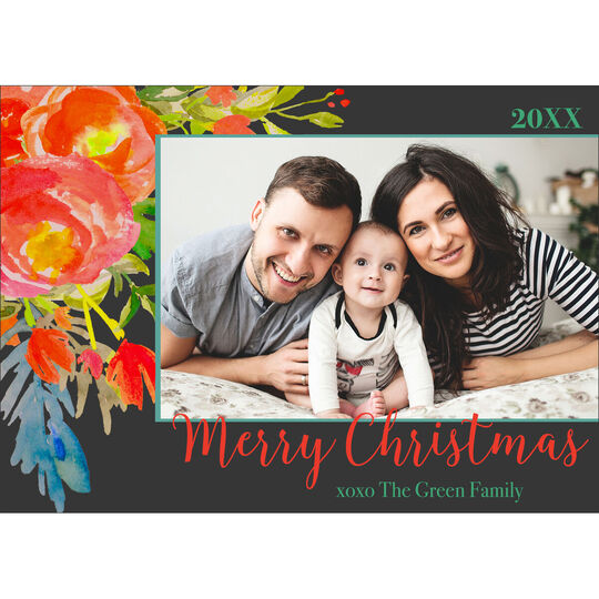 Black Colorful Christmas Holiday Photo Cards