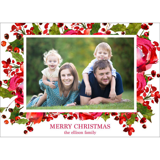 Holiday Bouquet Border Photo Cards