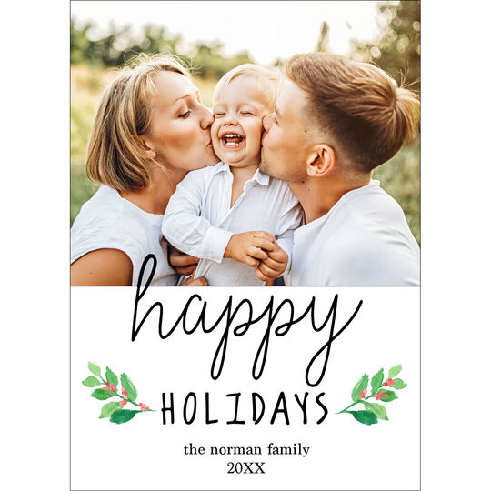 Holly Sprigs Holiday Photo Cards