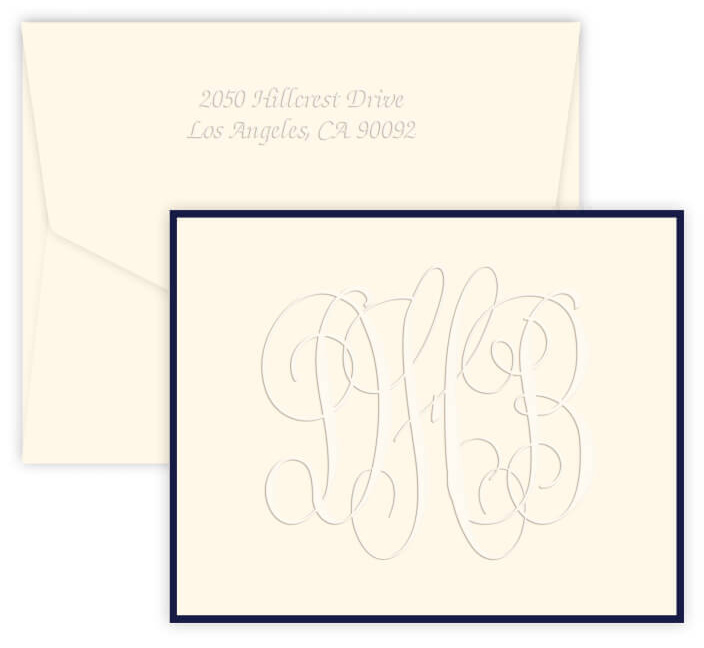 Henley Grand Monogram Embossed Border Folded Note Cards Monogram Embossed Border Folded Note Cards