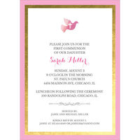 Watercolor Dove with Cross Gold Frame Invitations