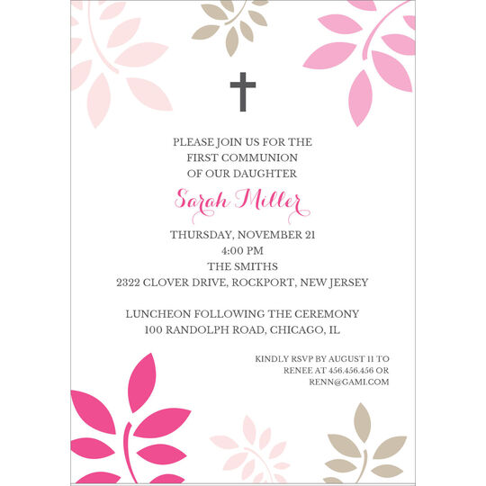 Botanical Leaves with Cross Invitations