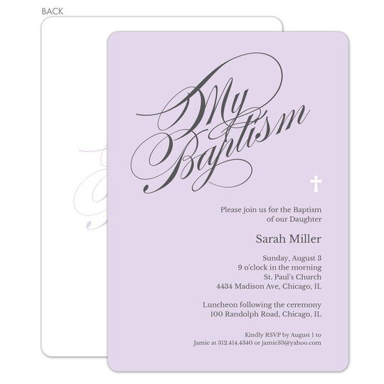 Lavender My Baptism Invitations