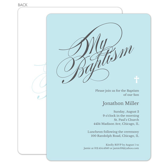 Blue My Baptism Invitations