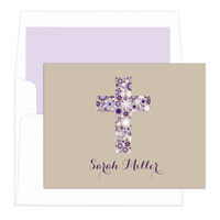 Tan Floral Cross Folded Note Cards