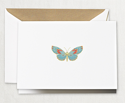 Butterfly Boxed Folded Note Cards - Hand Engraved