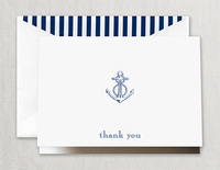 Engraved Anchor Thank You Boxed Folded Note Cards