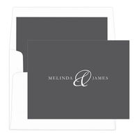 Grey Elegant Ampersand Foldover Note Cards