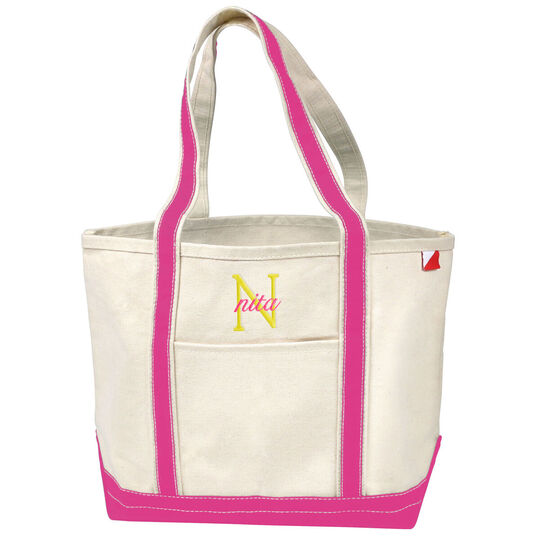 Nantucket Deluxe Tote Bag with Hot Pink Trim