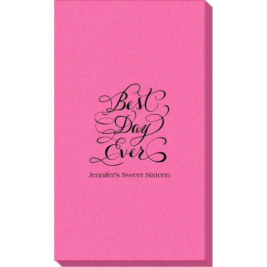 Whimsy Best Day Ever Linen Like Guest Towels