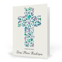 Blue Bud Cross Vertical Folded Note Cards