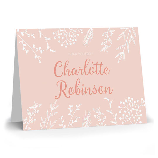 Modern Floral Folded Thank You Note Cards