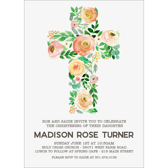 Floral Cross Invitations