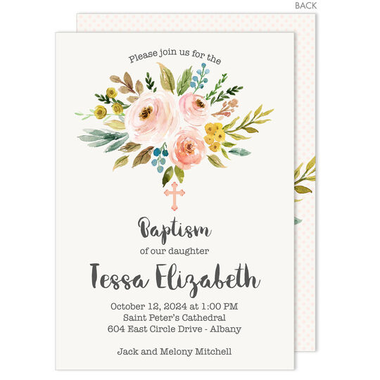 Floral Bunch with Cross Invitations