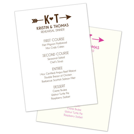 Cupid's Arrow Menu Cards