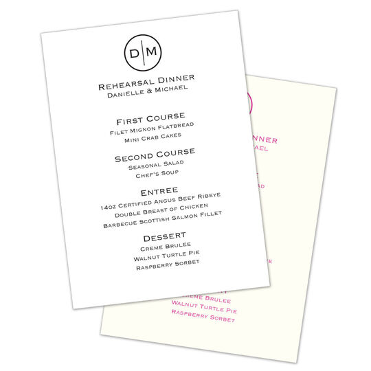 Circle Initials Menu Cards