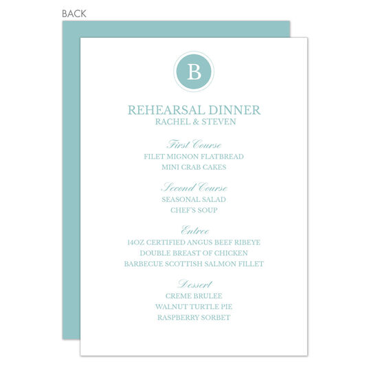 Lagoon Circle Initials Menu Cards