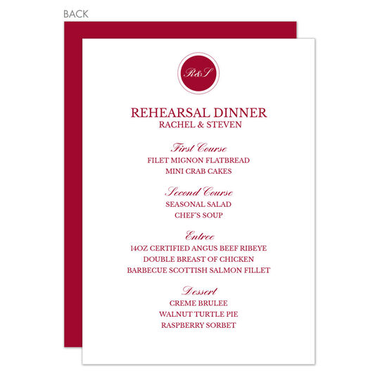 Red Circle Initials Menu Cards