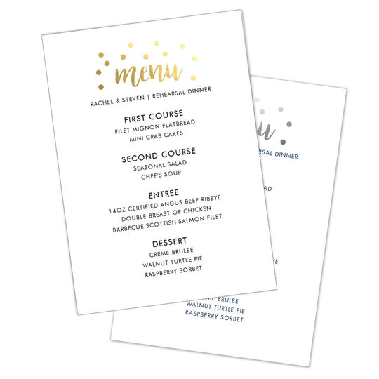 Confetti Dots Foil Menu Cards