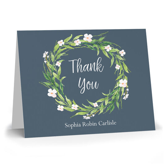 Spring Wreath Folded Thank You Note Cards