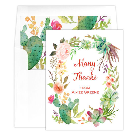 Desert Blooms Vertical Folded Note Cards